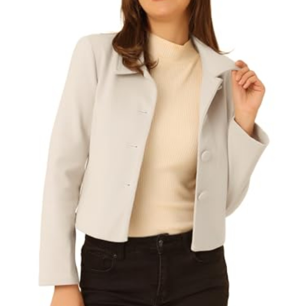 Allegra K Short Coat- Beige